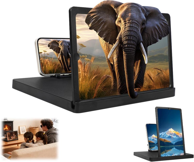 Movued Big Screen Phone Magnifier,HD Screen Expander, Foldable Phone Stand with Movie Screen Amplifier for Travel, Portable 3D Magnifying Screen for Elderly, with All Phones (10 in) - Image 1
